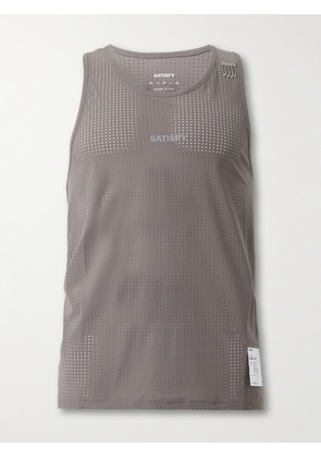 Satisfy - Embellished Logo-Appliquéd Space-O™ Mesh Tank Top - Men - Brown - 0