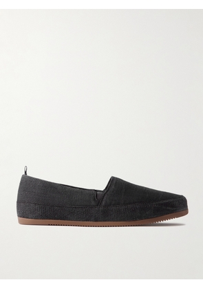 Mulo - Linen Espadrilles - Men - Black - UK 6