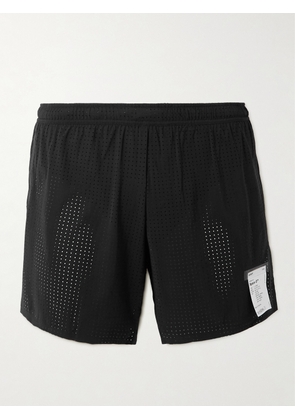 Satisfy - 5" Straight-Leg Logo-Appliqu&eacute;d Space‑O&trade;Jersey Shorts - Men - Black - 0