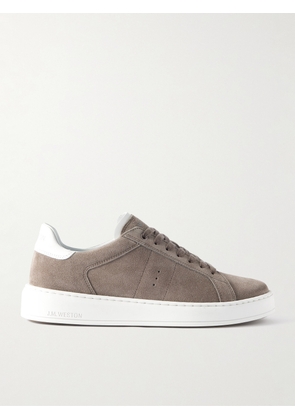 J.M. Weston - On Time Leather-Trimmed Suede Sneakers - Men - Gray - UK 6