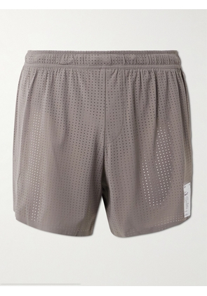 Satisfy - 5" Straight-Leg Logo-Appliqu&eacute;d Space‑O&trade;Jersey Shorts - Men - Brown - 0