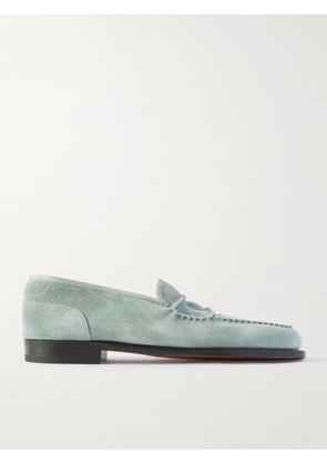 John Lobb - Bath Leather-Trimmed Suede Loafers - Men - Blue - UK 6