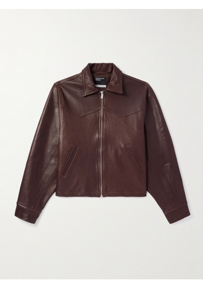 Enfants Riches Déprimés - Distressed Textured and Pebble-Grain Leather Jacket - Men - Brown - XS