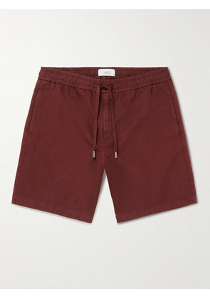 Mr P. - Straight-Leg Organic Cotton and Linen-Blend Drawstring Shorts - Men - Burgundy - 28
