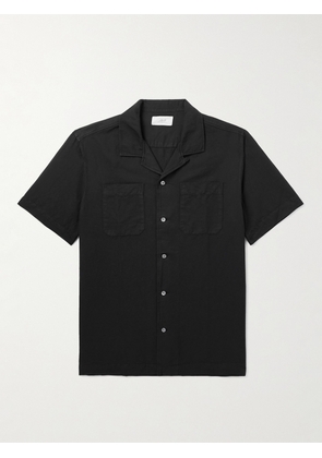 Mr P. - Michael 2 Convertible-Collar Cotton and Linen-Blend Twill Shirt - Men - Black - XS