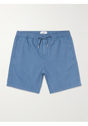 Mr P. - Straight-Leg Organic Cotton and Linen-Blend Drawstring Shorts - Men - Blue - 28