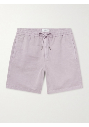 Mr P. - Straight-Leg Organic Cotton and Linen-Blend Drawstring Shorts - Men - Purple - 28