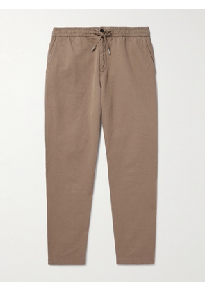 Mr P. - James Straight-Leg Cotton and Linen-Blend Twill Drawstring Trousers - Men - Brown - 28