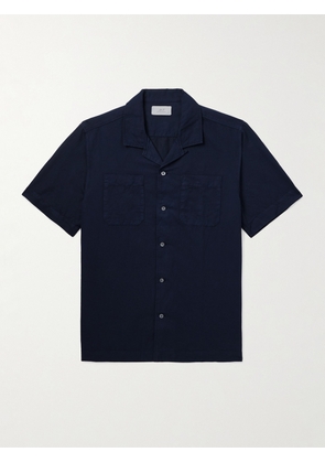 Mr P. - Michael 2 Convertible-Collar Cotton and Linen-Blend Twill Shirt - Men - Blue - XS
