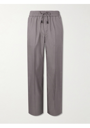 Brioni - Asolo Straight-Leg Herringbone Silk-Seersucker Suit Trousers - Men - Gray - IT 46