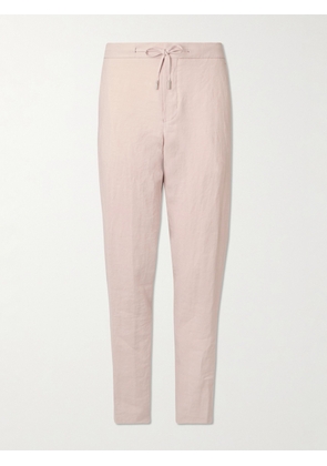 Mr P. - James Straight-Leg Slub Linen Drawstring Trousers - Men - Pink - 28