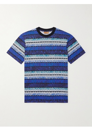 Missoni - Printed Striped Cotton-Jersey T-Shirt - Men - Blue - XS