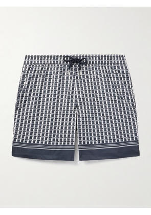 Mr P. - Straight-Leg Mid-Length Printed Swim Shorts - Men - Blue - XS