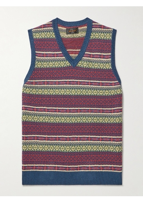 Beams Plus - Fair Isle Linen and Cotton-Blend Sweater Vest - Men - Blue - S
