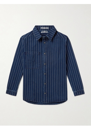 MANAAKI - Nīkau Pinstriped Denim Overshirt - Men - Blue - XS