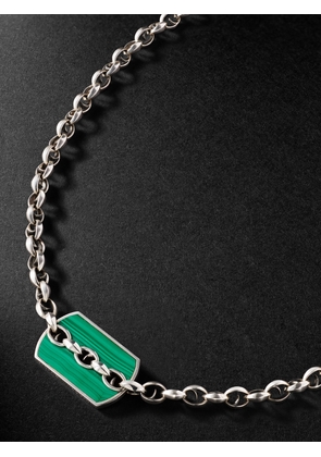 STEPHEN WEBSTER - Inline Razor Sterling Silver Malachite Chain Necklace - Men - Silver
