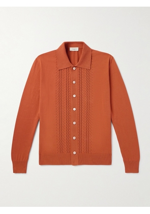 PIACENZA 1733 - Pointelle-Knit Cotton Shirt - Men - Orange - IT 46