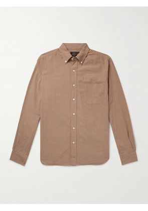 Beams Plus - Button-Down Collar Gingham Cotton and Linen-Blend Shirt - Men - Brown - S