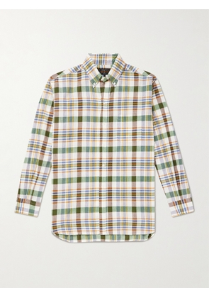 Beams Plus - Button-Down Collar Checked Cotton-Madras Shirt - Men - Green - S