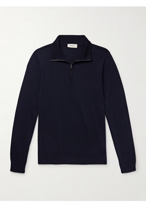 PIACENZA 1733 - Slim-Fit Mulberry Silk and Cashmere-Blend Half-Zip Sweater - Men - Blue - IT 48