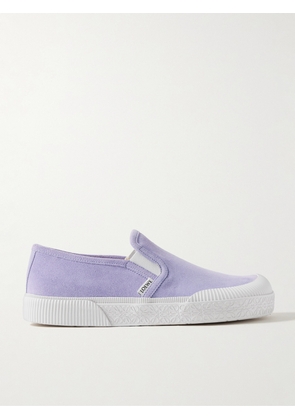 LOEWE - Terra Vulca Rubber-Trimmed Suede Slip-On Sneakers - Men - Purple - EU 40