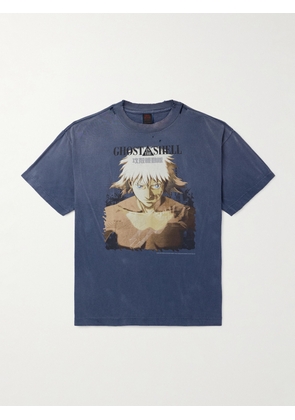 SAINT MXXXXXX - Ghost in the Shell Distressed Printed Cotton-Jersey T-Shirt - Men - Blue - S