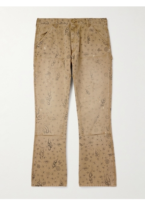 SAINT MXXXXXX - Dr. Woo Bootcut Double-Knee Printed Cotton-Canvas Trousers - Men - Neutrals - S