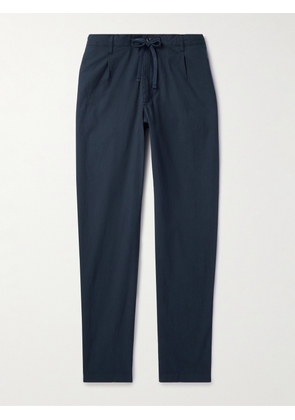 Hartford - Tanker Straight-Leg Pleated Stretch-Cotton Drawstring Trousers - Men - Blue - IT 44