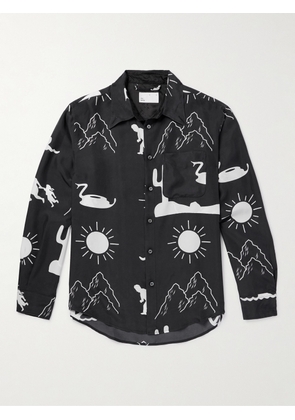 4SDESIGNS - Printed Silk Crepe de Chine Shirt - Men - Black - S