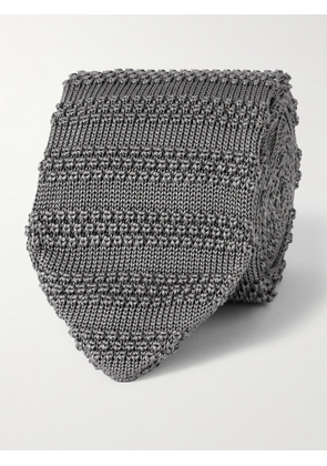 Mr P. - 7cm Knitted Silk Tie - Men - Gray