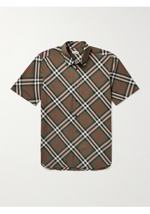 Burberry - Checked Cotton-Poplin Shirt - Men - Green - S