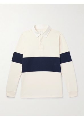 POP TRADING COMPANY - Poplin-Trimmed Appliquéd Two-Tone Cotton-Jersey Polo Shirt - Men - Neutrals - S