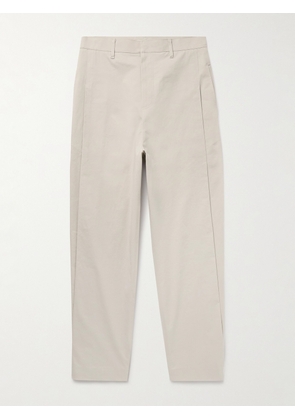Amomento - Straight-Leg Pleated Cotton-Blend Poplin Trousers - Men - Neutrals - M