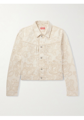 KENZO - Verdy Embroidered Denim Trucker Jacket - Men - Neutrals - S