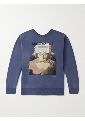 SAINT MXXXXXX - Ghost in the Shell Distressed Printed Cotton-Jersey Sweatshirt - Men - Blue - S
