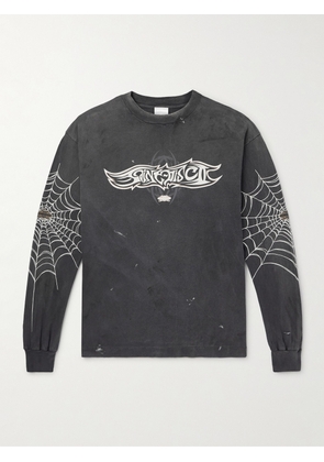 SAINT MXXXXXX - TEFLON DISCO Distressed Printed Cotton-Jersey T-Shirt - Men - Black - S