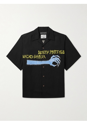WACKO MARIA - Neck Face Convertible-Collar Printed TENCEL™ Lyocell Shirt - Men - Black - S