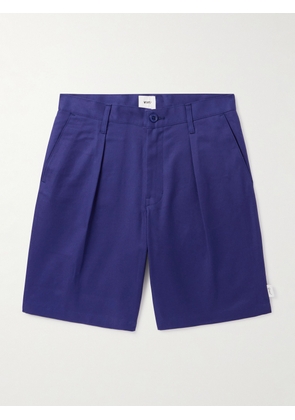 WTAPS - Straight-Leg Pleated Cotton-Twill Shorts - Men - Blue - S