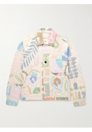 Kardo - Bodhi Embroidered Cotton Jacket - Men - Neutrals - S