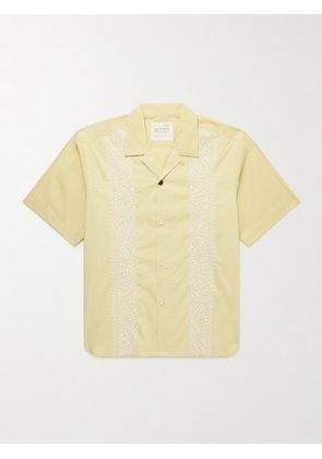 Kardo - Ronen Convertible-Collar Embroidered Cotton-Poplin Shirt - Men - Yellow - S