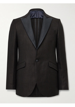 Favourbrook - Randwick Slim-Fit Faille-Trimmed Herringbone Linen and Silk-Blend Tuxedo Jacket - Men - Brown - UK/US 38