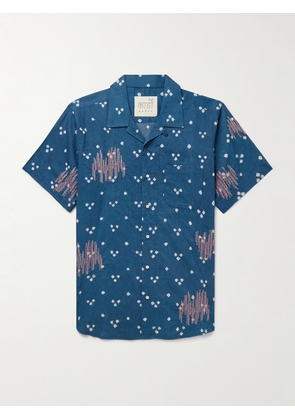 Kardo - Lamar Convertible-Collar Embroidered Printed Cotton-Voile Shirt - Men - Blue - S
