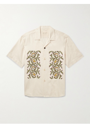 Kardo - Ronen Convertible-Collar Embroidered Cotton Shirt - Men - Neutrals - S