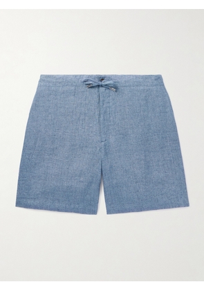 Mr P. - Straight-Leg Linen-Chambray Drawstring Shorts - Men - Blue - 28