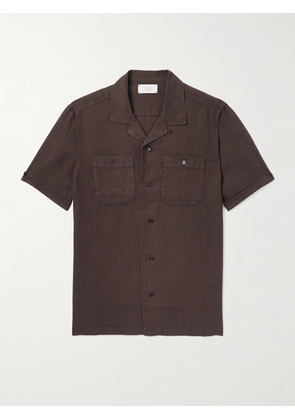 Mr P. - Convertible-Collar Garment-Dyed Linen Shirt - Men - Brown - XS
