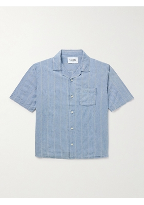 Corridor - Convertible-Collar Striped Cotton-Seersucker Shirt - Men - Blue - S