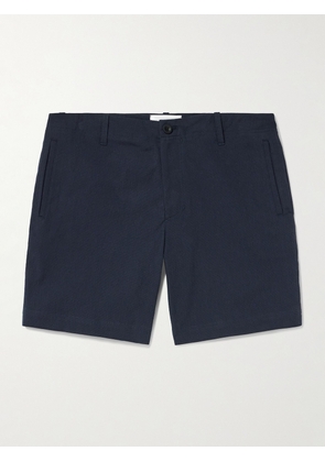 Mr P. - Straight-Leg Cotton-Blend Seersucker Shorts - Men - Blue - 28