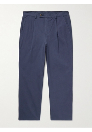Corridor - Straight-Leg Pleated Cotton-Sateen Trousers - Men - Blue - UK/US 28