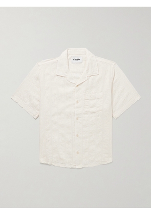 Corridor - Convertible-Collar Striped Cotton-Blend Seersucker Shirt - Men - Neutrals - S