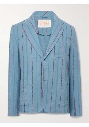 Kardo - Unstructured Striped Cotton-Canvas Suit Jacket - Men - Blue - S
